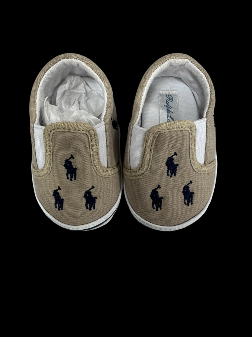 Polo by Ralph Lauren Tan and Navy Slip-On Baby Shoes